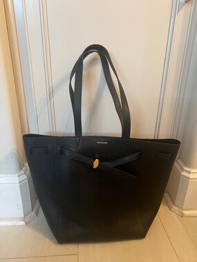 Veronica Beard Black Leather Tote with Gold Hardware